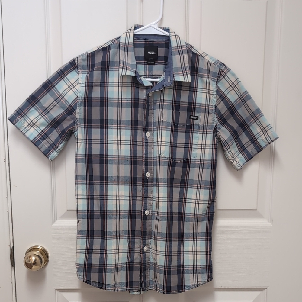 Vans Kids Blue Plaid Button-Down Shirt